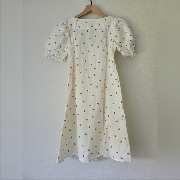 NWOT Sleeper Brigitte Belted Strawberry Printed 100% Linen Voile Mini Dress XL - Picture 9 of 14
